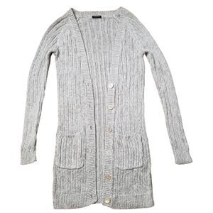 Magaschoni cable knit metallic oatmeal cardigan size XS